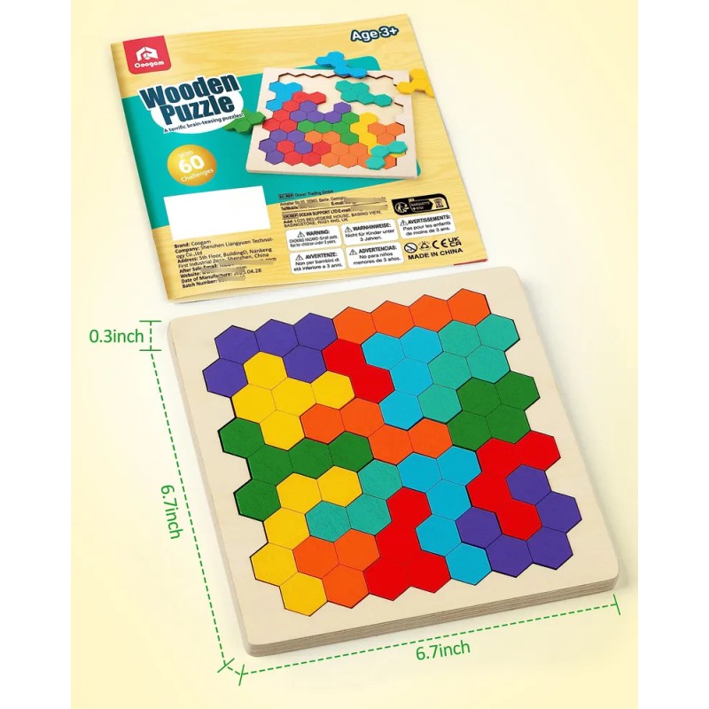 Rompecabezas Madera Tangram Forma Color Cerebro Lógica Juego