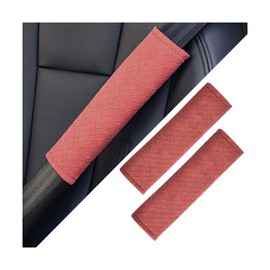 Bittwee 2PCS Car Seat Belt Cover, Leather Vehicle Seatbelt Cushion Pad Protector for Shoulder and Neck, Comfortable Breathable Automotive Safe Strap Mat, Universal for SUV, Truck, RV（Red）