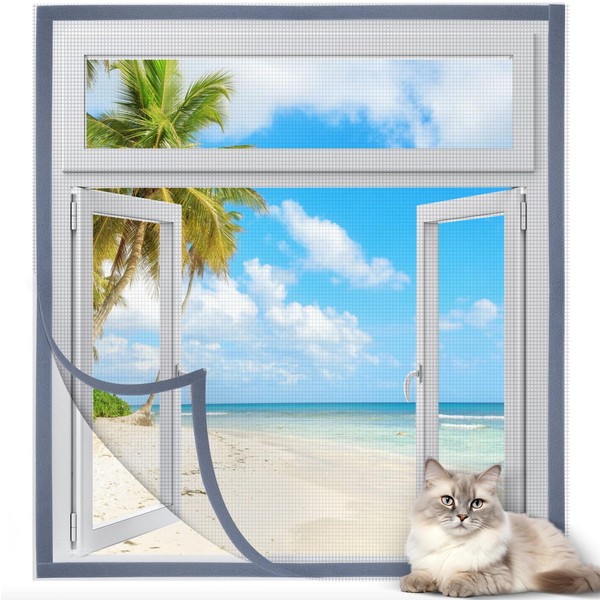 Homealexa Adjustable Window Screen, Max 51"x 59" Thick Self-Adhesive Mosquito