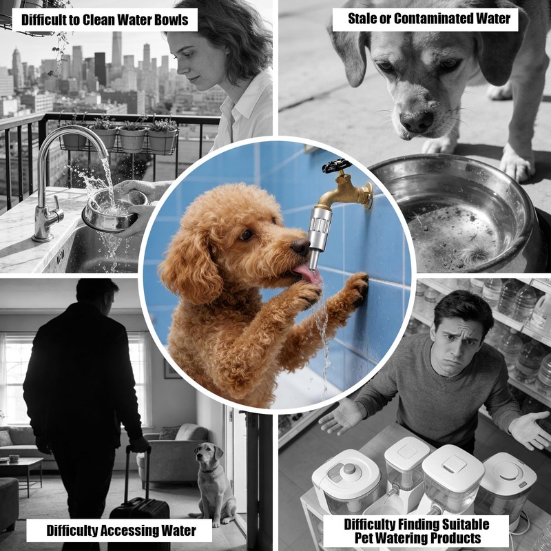 Qinyoung 1 Pack Dog Waterer Faucet, 3/4" Hose Spigot Attachment
