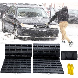 Tire Traction Mat, Recovery Track Portable Emergency Devices for Pickups Snow, Ice, Mud, and Sand Used to Cars, Trucks, Van or Fleet Vehicle (2pcs*39in)