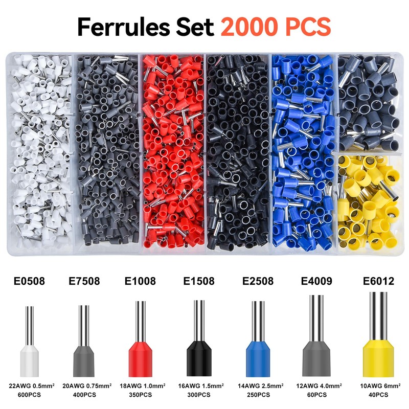 Crimping Tool Kit, Preciva Wire Crimper Plier Set, 0.08-6mm²/2000pcs Connectors