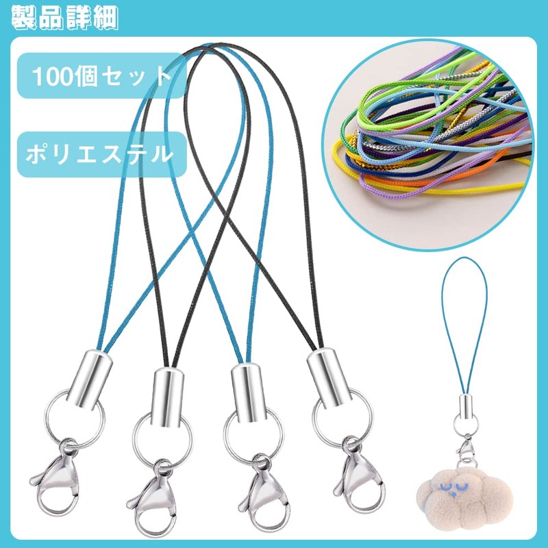 XIAOBUDING Straps with Hooks, Set of 100, Cell Phone Strap,