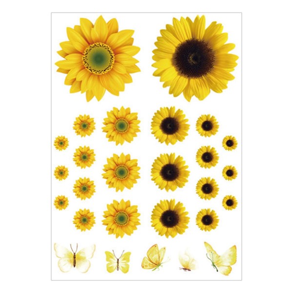 AUTUUCKEE 2sheets Colorful Cars Labels Removable Sunflower Sticker, House Decorative Stickers Bin Labels for Cars Wall, Door, Bin, Fridge(25x70cm ×2)