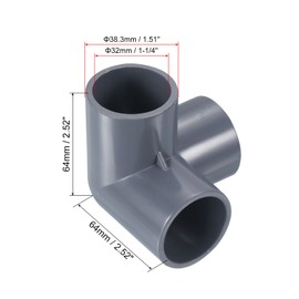PATIKIL 1 1/4" 3 Way Elbow Pipe Fittings UPVC, 8 Pack Joint Coupling Pipe Adapter for Pipe Connection, Gray