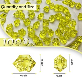 1000Pcs Gold Fake Crush Ice Rocks, Mini Vase Fillers Small Acrylic Diamonds for Centerpieces Home Party Table Scatter, 0.5in Plastic Gems for DIY Crafts