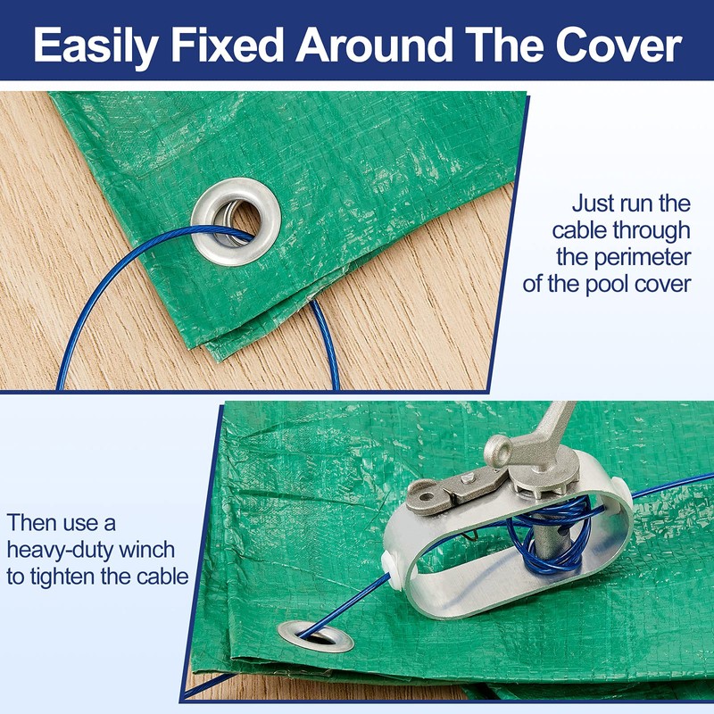 131ft Pool Cover Cable and Winch Kit Pool Covers for