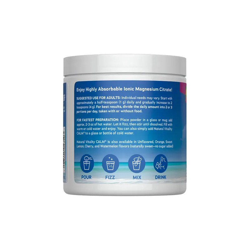 Natural Vitality Calm Magnesio en Polvo Magnesium Citrate Powder, Raspberry