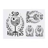 4 x 'Sip Happens' Temporary Tattoos - Water Resistant, Skin-Safe,