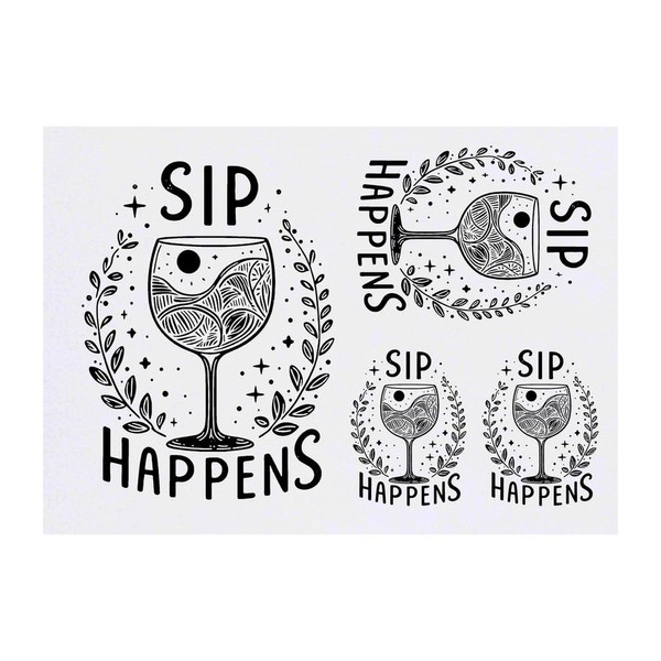 4 x 'Sip Happens' Temporary Tattoos - Water Resistant, Skin-Safe,