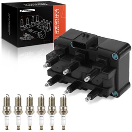 A-Premium 1x Ignition Coil Pack and 6x Iridium Spark Plugs Compatible with Dodge Grand Caravan, Caravan & Chrysler Town & Country, Voyager, Grand Voyager & Plymouth Voyager, Grand Voyager, 3.3L 3.8L