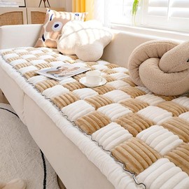 Washable Pet Couch Cover Non-Slip Sofa Protector for Dogs, Durable and Pet-Friendly Mat for Couches and Sofas:_Light Coffee and white_60*160cm