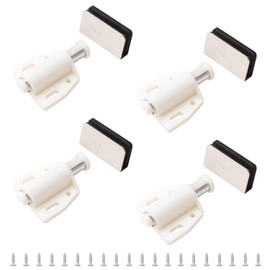 UFURMATE Glass Door Magnetic Catch Latch Closures, 4 Set Push Open Single Glass Door Magnetic Touch Latchs with Adjustable Cabinet Clamp, Fit for 3-6mm Free-Swinging Glass Door (Nickel Silver)