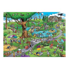 Cobble Hill Rompecabezas de 1000 piezas – DoodleTown: Par for The Course, póster de muestra incluido