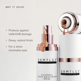Anti Aging Tinted Sunblock DRMTLGY SPF46 Universal Color Correcting Facial Primer Lightweight Fluid for Sensitive Skin, 2 Pack (1.7 oz Each) – Lightweight Hydrating Tinted Sunscreen for Face, Broad Spectrum SPF Protection, Dewy Finish with Niacinamide & Hyaluronic Acid