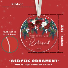 Retirement Gifts for Women 2024 - Retirement Ornament 2024, Retirement Christmas Ornament 2024 - Retirement Gifts for Women 2024 Coworker, Teacher, Nursing - Acrylic Retired Christmas Ornament