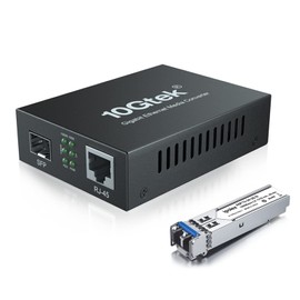 ipolex Optical Line Media Converter Duplex Single Mode SFP Module Included (1310nm/20km) 10/100/1000Base-Tx to 1000Base-LX Gigabit Fiber Media Converter