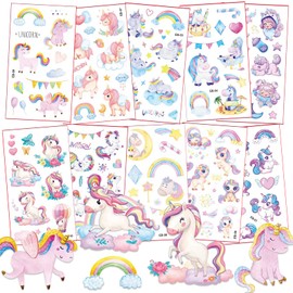 Unicorn Tattoos Girls, 120+ Tattoos Children's Skin-Friendly, Waterproof Children's Tattoos Stickers Children, Party Bags Unicorn Birthday, Unicorn Gifts for Girls