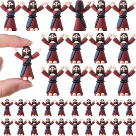 DoubleFill 50 Pcs Easter Mini Jesus Figurines in Bulk Little Jesus Figures to Hide and Seek Tiny Jesus Toys Small Jesus for Easter Egg Basket Stuffers Religious Party Favors Baptism Gift Sunday School