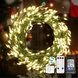 Dailyart Fairy Lights Plug in, 300 Led Fairy Lights with Remote 26Ft Fairy Lights with Timer 8 Modes Fairy Lights for Bedroom Wreath Party Window Wedding Christmas Tree Decoration,Warm White