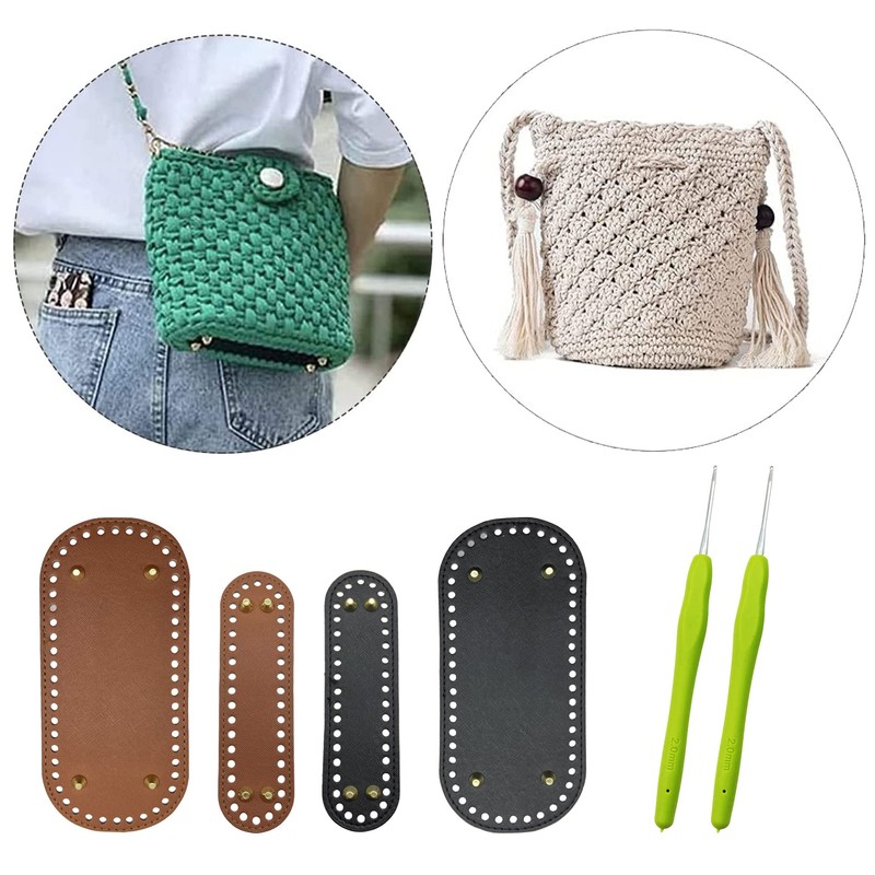 Yayatty 6 Pcs PU Leather Bag Bottom Oval Knitting Crochet