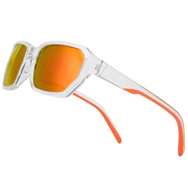 PeriGlasses Polarized Wrap Around Sport Sunglasses for Men Women UV400 Baseball Softball Glasses,Transparent Orange