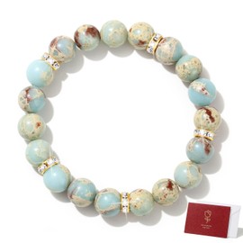 DUQGUHO Agalmatolite Bracelet for Women Anxiety Bracelet 10mm Round Beaded Jewelry Spiritual Calming Stress Relief Crystal Gifts for Women