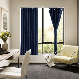NICETOWN Room Darkening Short Blackout Curtains for Living Room, Thermal Insulated Privacy Energy Saving Window Curtain Drapes for Bedroom Nursery, 38 x 63 inch Length, 1 Panel with Rings, Navy