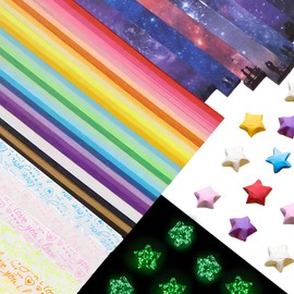 Waaqkid 1620 Sheets Origami Star Paper Strips, 27 Solid Colors & 6 Starry Sky Colors & 6 Luminescent Colors for DIY Handmade