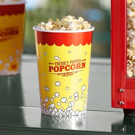 OCS Parts Movie 50-Pack Theater Popcorn Buckets | 46 Ounce | 7" x 4.5" Heavy Duty Reusable Greaseproof Popcorn Container Tubs for Home Movie Night, Movie Theaters, Concession Stands and Parties