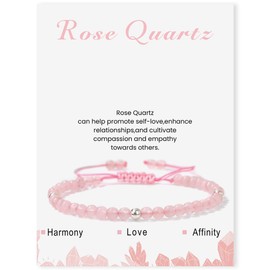 Uwiyo Genuine Natural Stone Bracelet for Women, 4 mm Bead Bracelet, Adjustable Gemstone Bracelet, Yoga Bracelet, Ball Bracelet for Women, Girls, Gift for Birthday, Mother's Day, Christmas, Stone, No