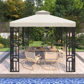 Go Beyond Gazebo 10x10 Canopy Replacement Top, Double Tiered Gazebo Covers with Air Vent, Pavilion Cover Sunshade Polyester, for Garden, Patio, Grill (Beige)