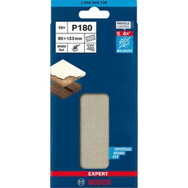 Bosch Accessories Professional Expert M480 Sanding Net (for Hardwood, Paint on Wood, 80 x 133 mm, Grit: 180, Orbital Sander Accessories), Pack of 10
