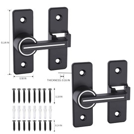 2 Pack Barn Door Lock Hardware, 180 Degree Heavy Duty Thickened Flip Door Latches, Sliding Barn Door Flip Locks Double Door Gate Latch for Garden, Yard, Bathroom, Garage, Outdoor (Luminous-Black)