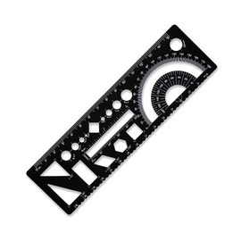 Zotemo Multi-Purpose Drafting Template, Metal Geometry Ruler Set, Circle Drawing Template with Laser etcted Scale (Black)