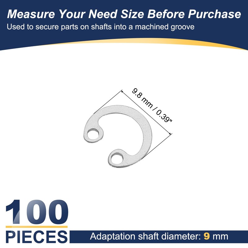 PATIKIL 100 Pcs 9mm ID Internal Retaining Rings E-Clip Snap