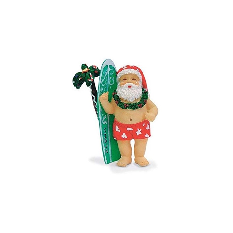 Island Heritage Hawaiian Surfing Santa & Surfboard Ornament