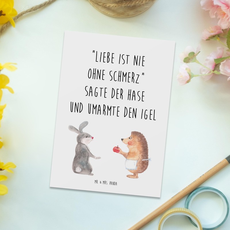 Mr. & Mrs. Panda Postcard Rabbit Hedgehog - Gift, Comfort,
