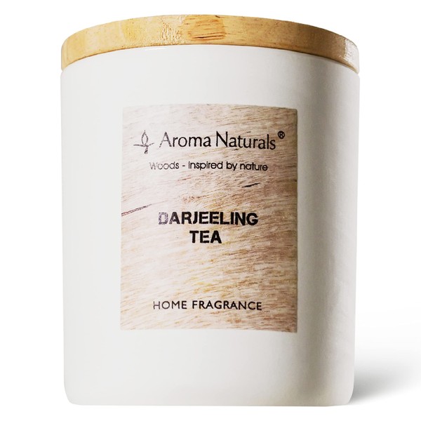 Aroma Naturals Scented Candle, Darjeeling Tea Scented Soy Wax Candle, 35 Hour Jar Candle, Gift Wood, 35 Hours (Darjeeling Tea)