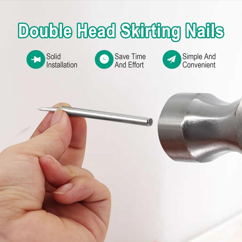 250 Pcs Double-Head Skirting Thread Seamless Nail, Double-Headed Nails, Invisible