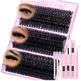 wiwoseo Individual Eyelashes Cluster Lashes Kit Lashes Individual Clusters Kit 80+100+120D Lash Clusters Eyelash Extensions Eyelashes Individuals with Bond and Seal Lash Glue (10-18MM)
