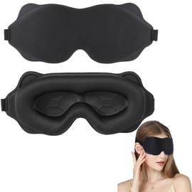 100% Blackout Sleep Mask for Women & Men - KISUOMAOYI Sleeping Mask Zero Eye Pressure Super Soft & Comfortable with Adjustable Strap, 3D Cutout Eye Movement, Eye Mask for Sleep/Travel/Nap(Black)