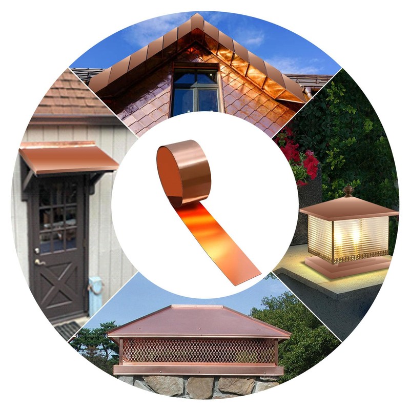 Uxney Copper Sheet Roll, 1000x200x0.4mm Copper Flashing Roll, 27 Gauge