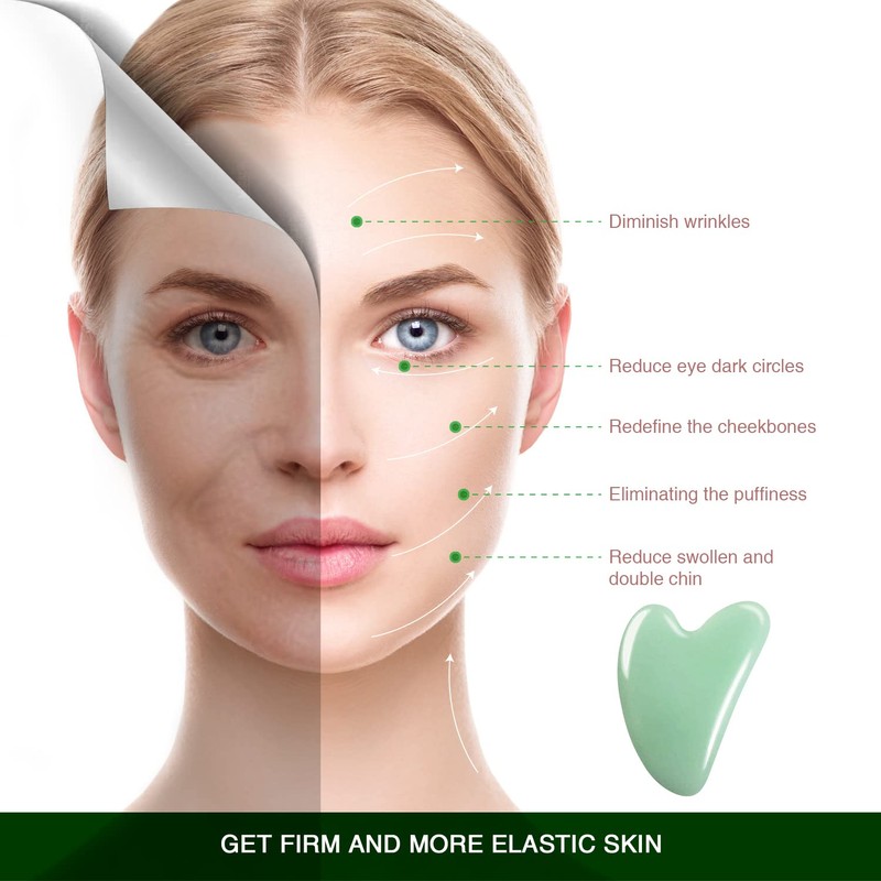 Flagest Gua Sha Tool, Nature Jade Stone Guasha Massage Tool
