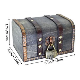 HAOBIN Treasure Chest Wooden Treasure Chest Wooden Vintage Wood Treasure Chest Money Box Vintage Wooden Box Gift Box with Lid Vintage Wood Treasure Chest for Storage and Decoration (Grey)