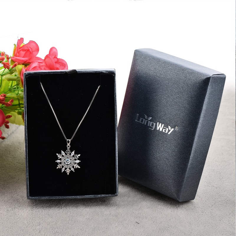 Women's Silver 925 Necklace Zirconia Christmas Snow Snowflake Birthday Present