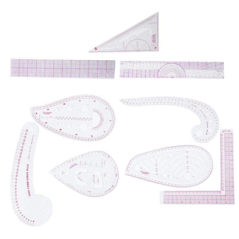 9Pcs/Set Sewing Ruler Set Multifunctional Curve Stick Tailor Measuring Accessories