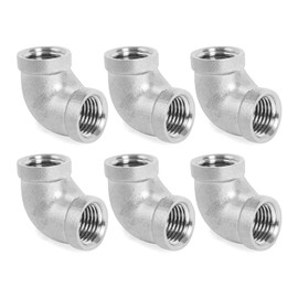 ChillWaves 304 Stainless Steel Pipe Fitting, 90 Degree Elbow 1/4" NPT Female x 1/4" NPT Female Thread Adapter(6-PACK)