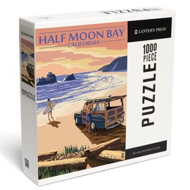 Lantern Press 1000 Piece Jigsaw Puzzle, Half Moon Bay, California, Woody On The Beach