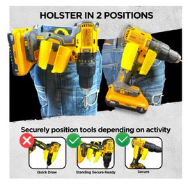 Boxtown Team All-N-One PRO Tool Holster and Tool Organizer (Yellow) | Drill Gun Holster | Hammer Holster | Nail Gun Holster | Sqeed Square Holster | Hammer Loop, black